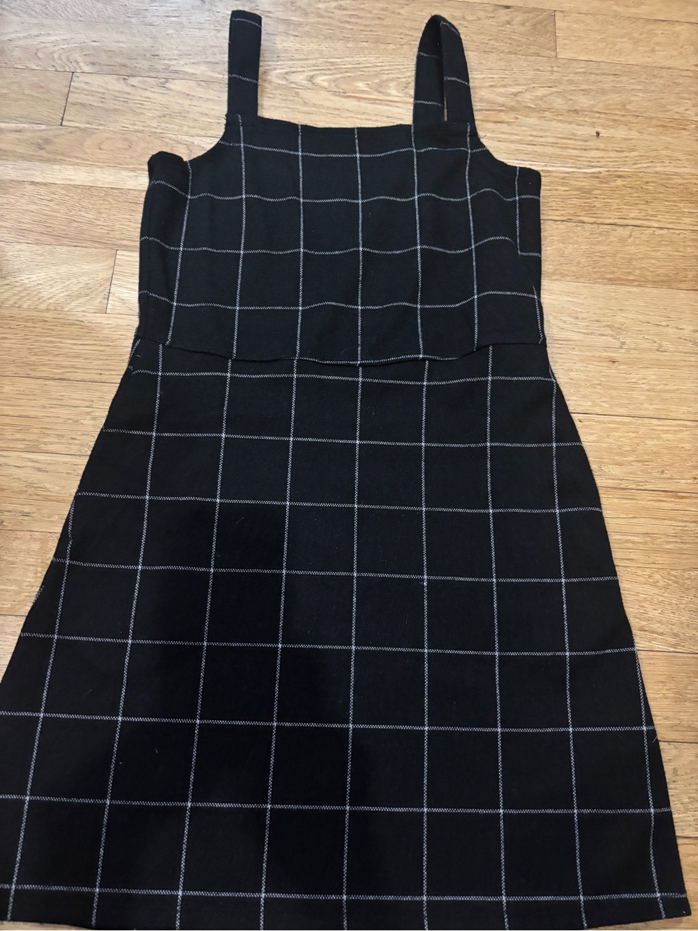 abercrombie kids Black Dress with White Windowpane Stitch wool dress